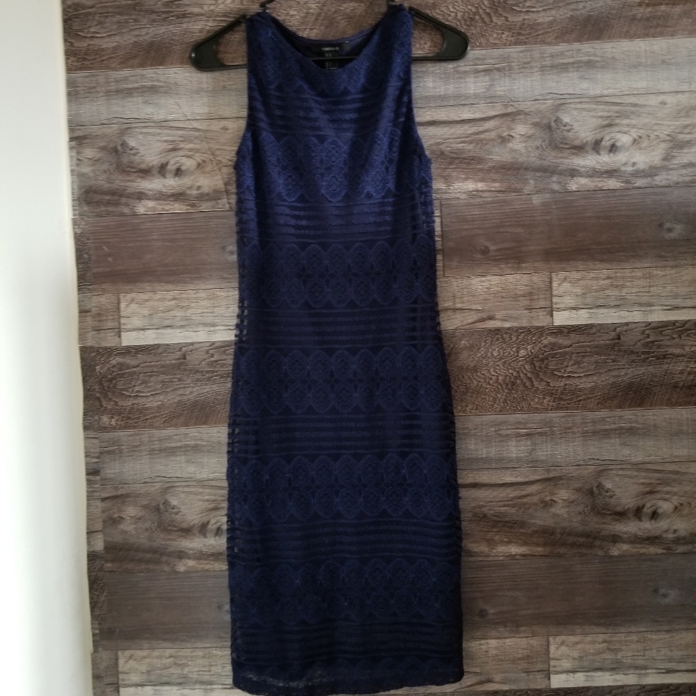 Dark blue lace midi  wedding ,graduation dress